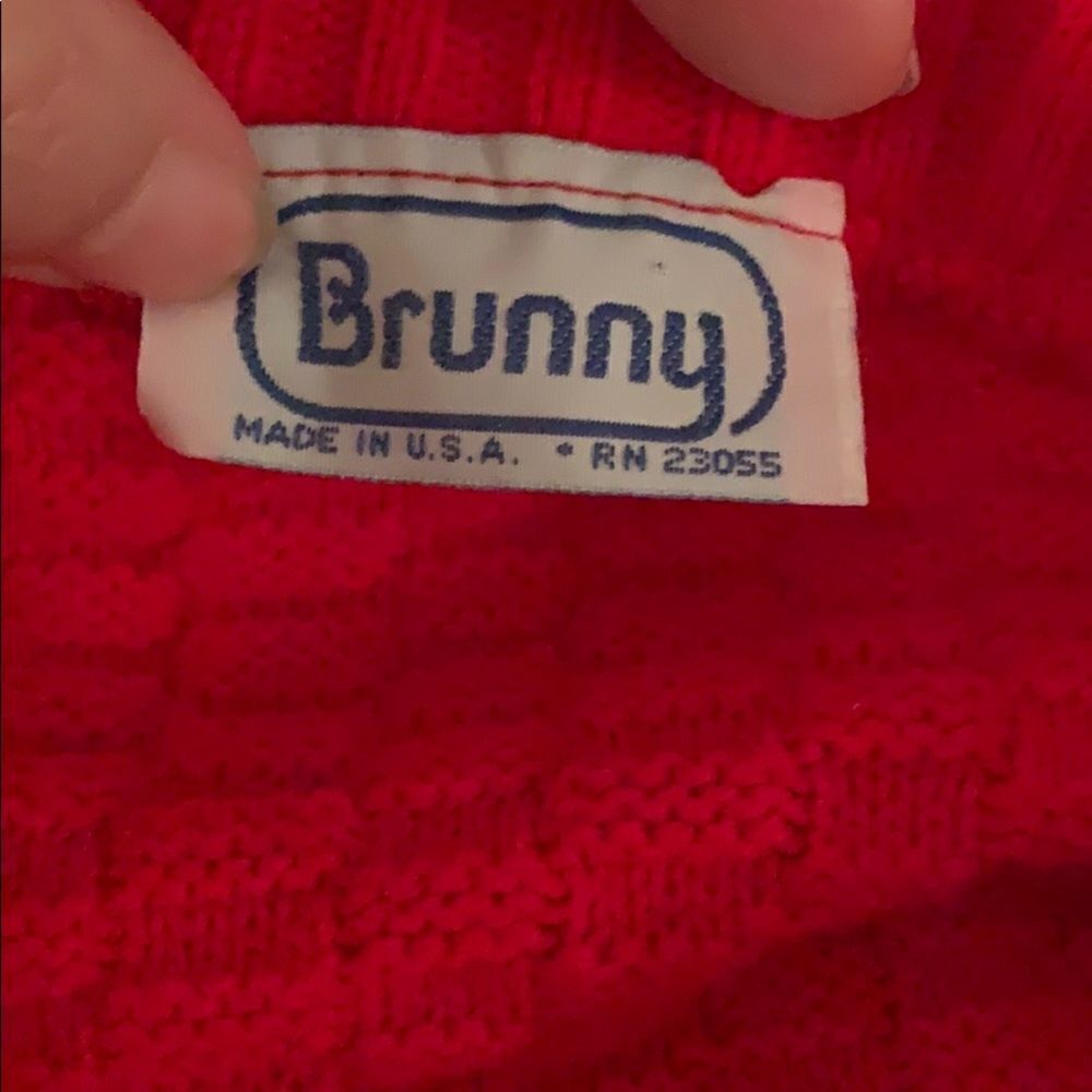 Vtg 80s Brunny Red Multi Patterned Weave S View 6